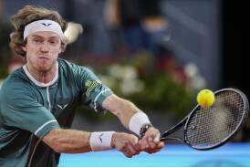 Andrey Rublev has earned one of the best wins of his career over Carlos Alcaraz in Madrid. (AP PHOTO)