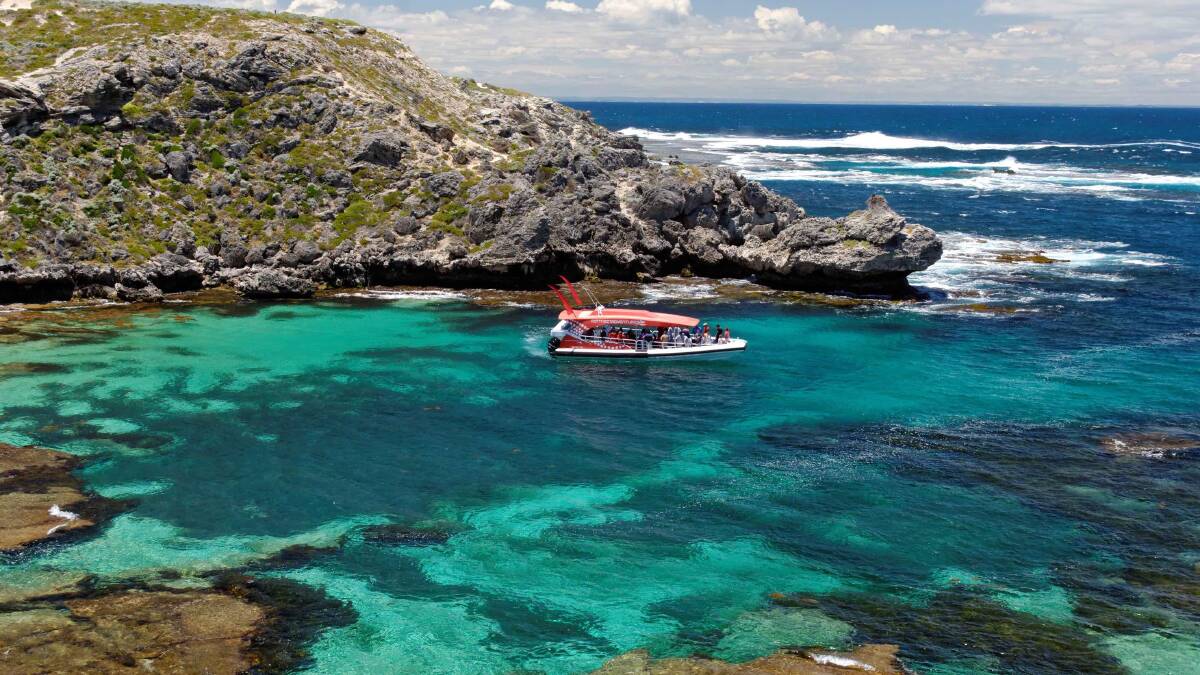 The Eco Express in Rottnest Island’s Fish Hook Bay. 