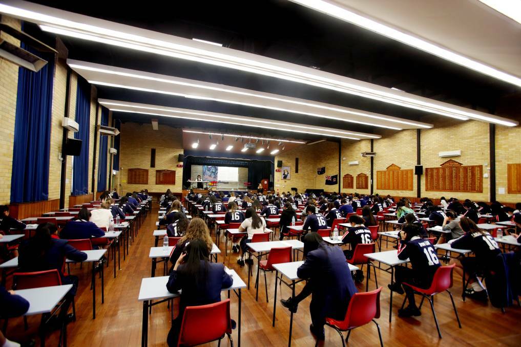 Focus: Students in exam mode at George Girls High School Kogarah. Picture: Chris Lane
