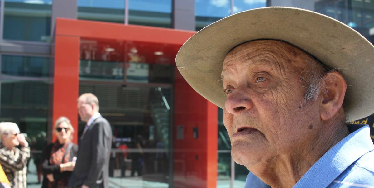 Aboriginal elder Wes Marne has lived on Darug land for more than 40 years. He joined the protest to fight The Hills Council's refusal to conduct an acknowledgement of country before its meetings. Picture: Meg Francis