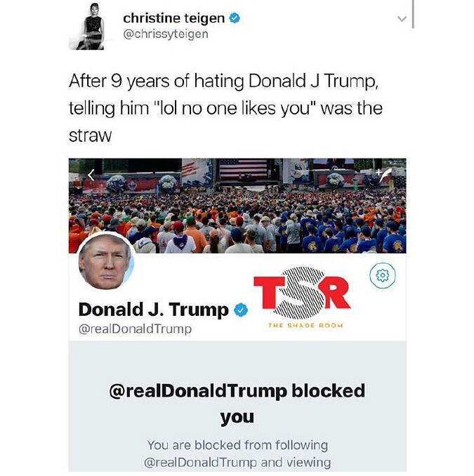 'No one likes you' - the insult that got Teigen blocked