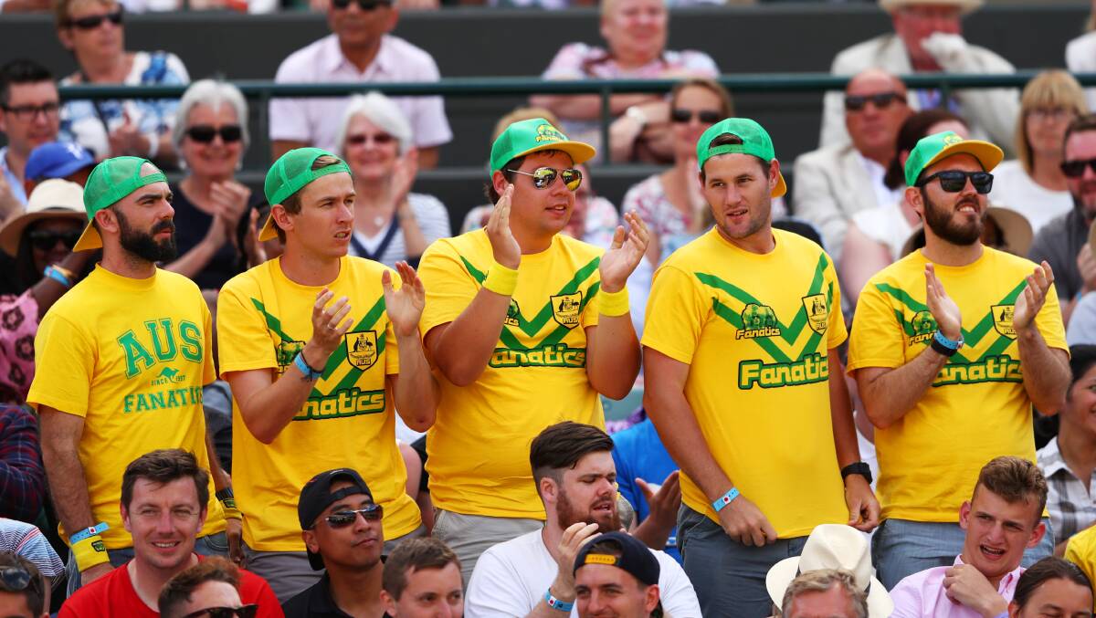 Australian fans at Wimbledon on day 1. Photo: Michael Steele/Getty Images