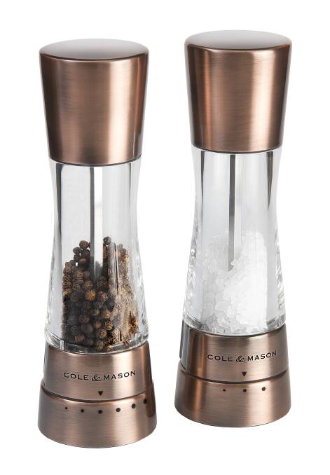 For the kitchen dad: Derwent 190mm Copper Gift Set (includes both salt and pepper mills) retails for $169.95.