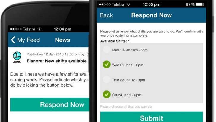 The app provides a simple way for employees to sign up for additional shifts. Photo: Konnective