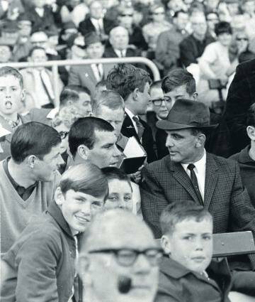 Class of ’71: Clive Churchill and Bob McCarthy. Photo: Fairfax Archive