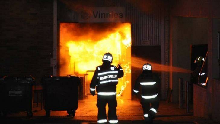 Fire destroyed Goulburn's Centrelink office on Monday night and significantly damaged its Vinnies store. Photo: Goulburn Post