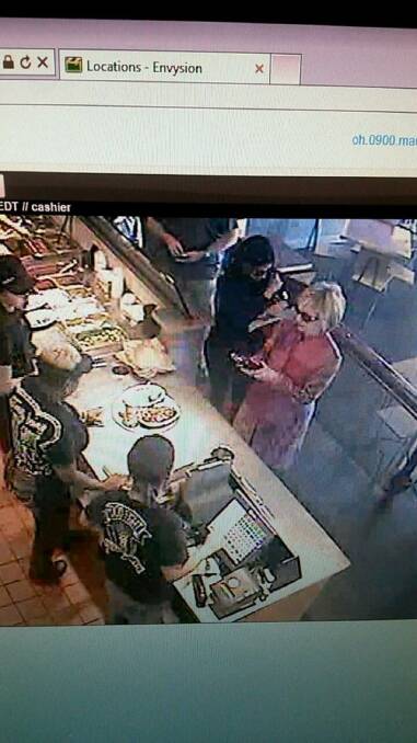 Hillary Clinton picks up lunch at a Chipotle restaurant in Ohio. Photo: Twitter/maggieNYT