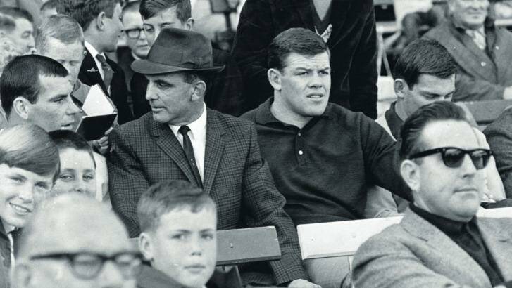 Class of ’71: Clive Churchill and Bob McCarthy. Photo: Fairfax Archive