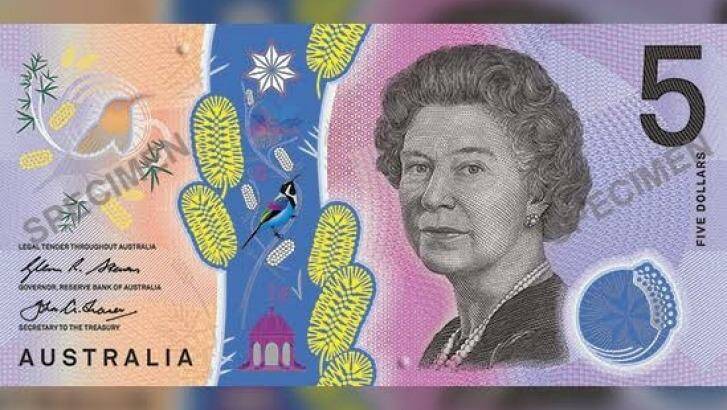 The new $5 note has been revealed by the Reserve Bank of Australia.  Photo: RBA