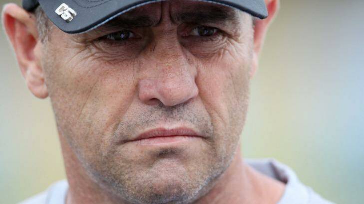 Unhappy: Sharks coach Shane Flanagan at training on Monday. Photo: Chris Lane