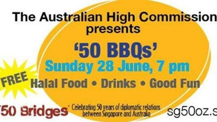 An ad promoting the Australian High Commission's '50 BBQs' event, which celebrates 50 years of diplomatic friendship between Australia and Singapore. Photo: AHC to Singapore