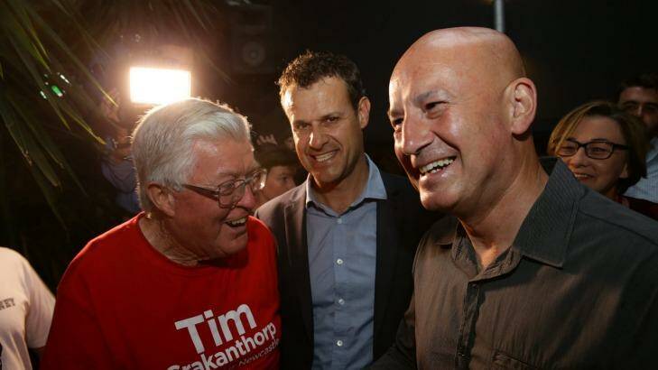 Tim Crankenthorp with Opposition leader John Robertson. Photo: Jonathan Carroll