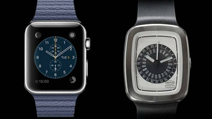 Inspiration: The Apple Watch, left, and Marc Newson's Ikepod Manatee watch.