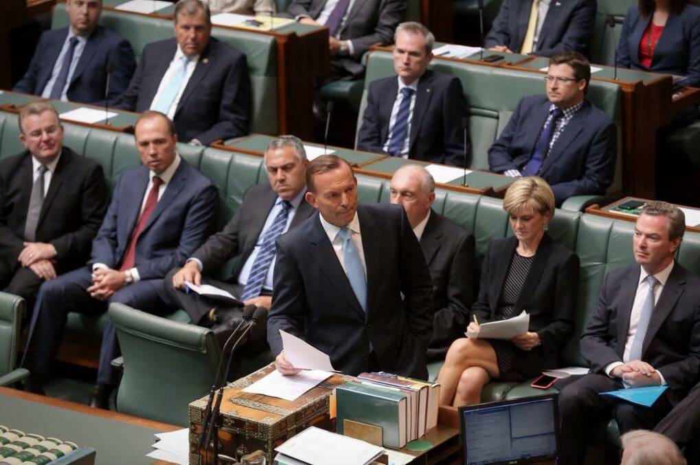 Prime Minister Tony Abbott seems to have several stories on the go about the country's fiscal challenges.  Photo: Andrew Meares