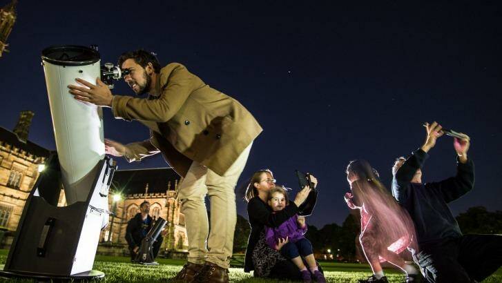 Starry-eyed: The inaugural Sydney Astrofest was held at Sydney University on Saturday night. Photo: Wolter Peeters