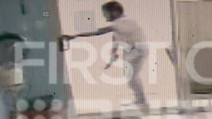 CCTV footage of alleged attacker Ihsas Khan as he tried to force his way into a hairdressing salon on Saturday. Photo: Supplied