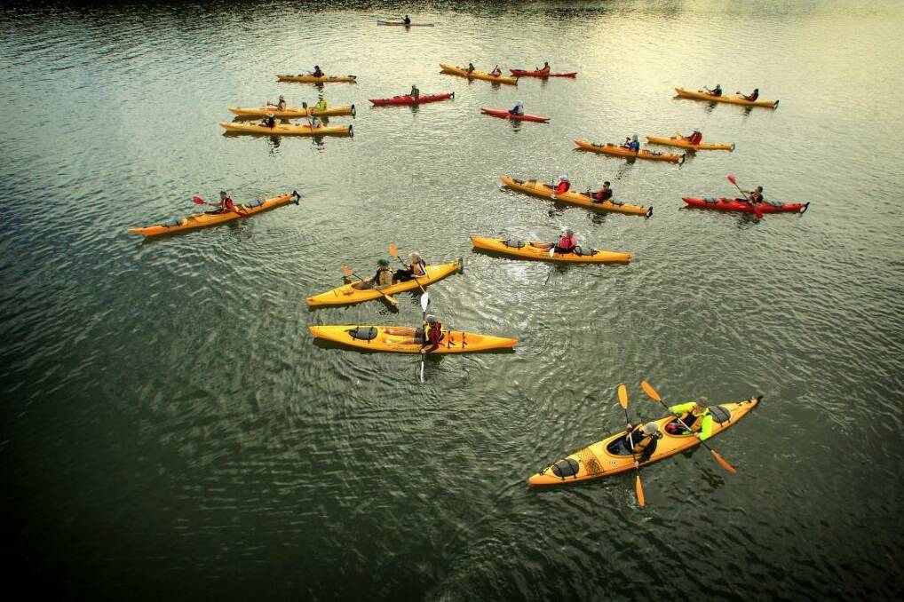 Kayaks and canoes from the Parramatta River Catchment Group at Armory Wharf, Homebush. Photo: James Alcock