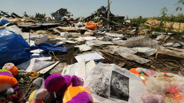 Wreckage at one of the MH17 crash sites outside the village of Rassypnoe. Photo: Kate Geraghty