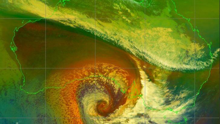 Satellite image shows the huge storm near South Australia. Photo: Supplied