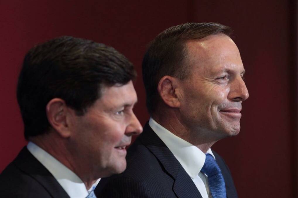 Prime Minister Tony Abbott and Defence Minister Kevin Andrews announcing the new papy offer on Wednesday. Photo: Andrew Meares