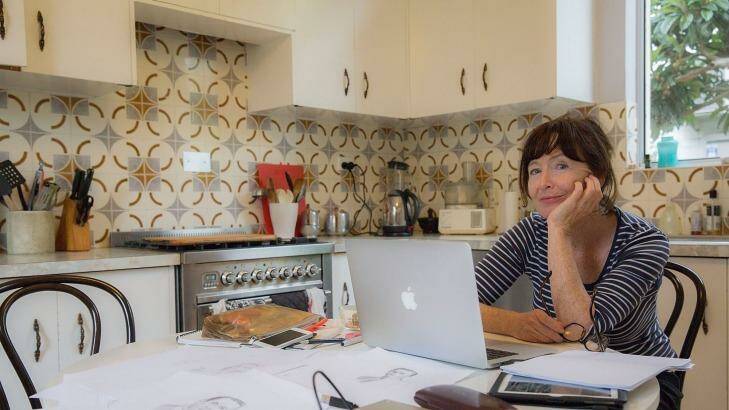 Artist Penny Metcalf works from her kitchen in Sydney. Photo: Michele Mossop