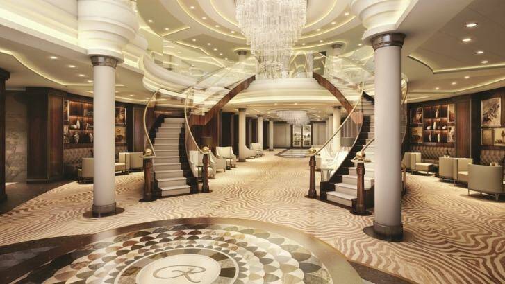 Regent Seven Seas Explorer's opulent lobby.