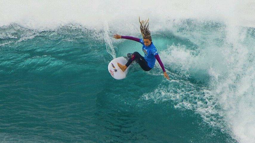 Courtney Conlogue, Coco Ho and Alana Blanchard were in the water for Heat 1 of the Margaret River Pro. Photo: ASP/Twitter.