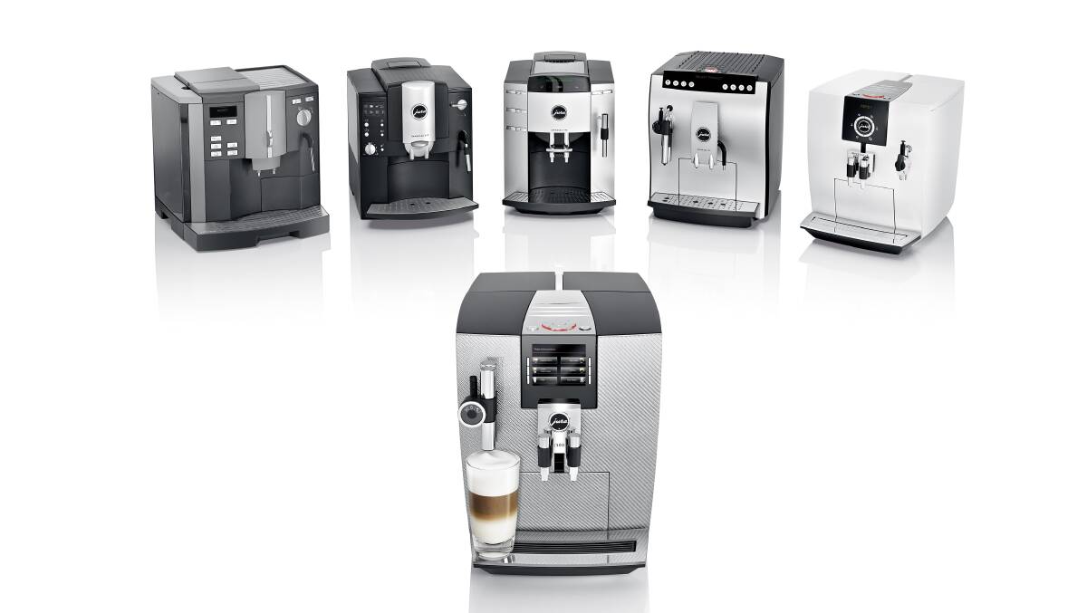 The JURA Australia anniversary Impressa J500 coffee machine (pictured front, centre) is valued at $3500.