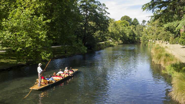 Punting on the Avon River which meanders through Christchurch Botanic Gardens. Photo: Emma Duval