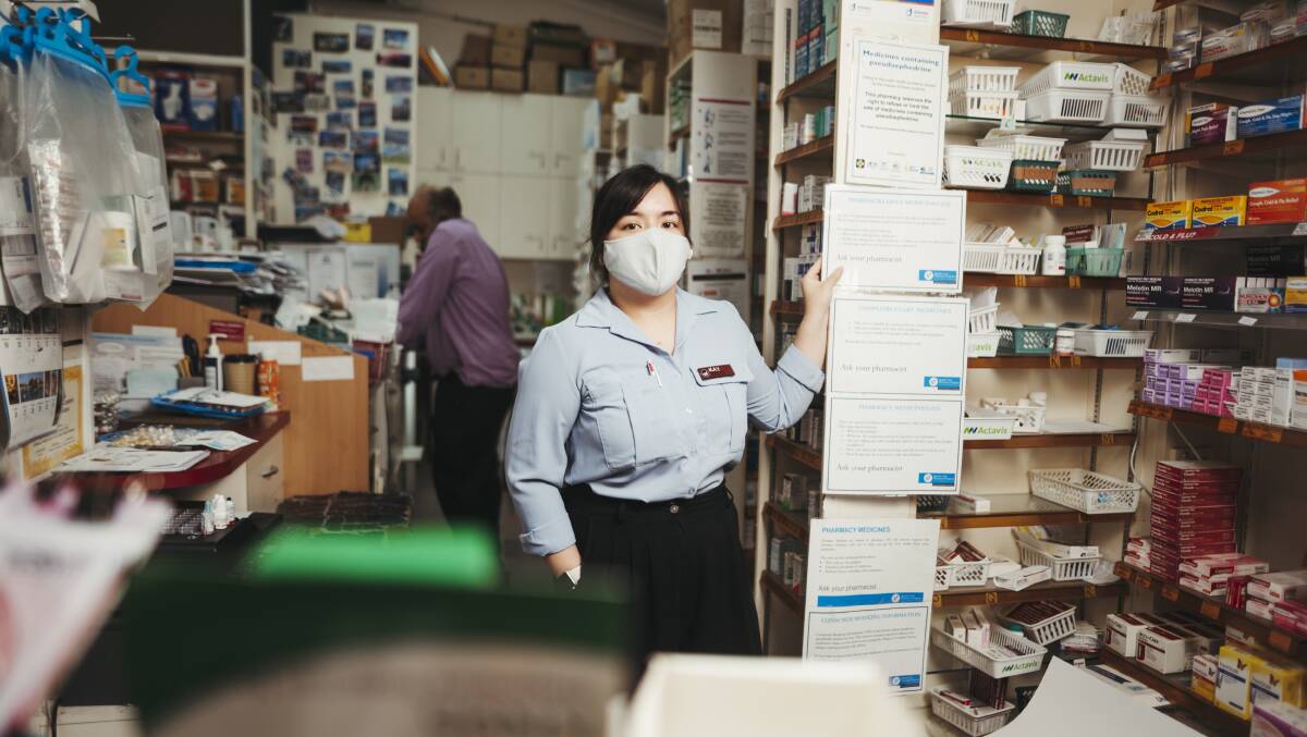 Pharmacy assistant Kay Vo of Campbell Pharmacy has run out of RAT. Picture: Dion Georgopoulos