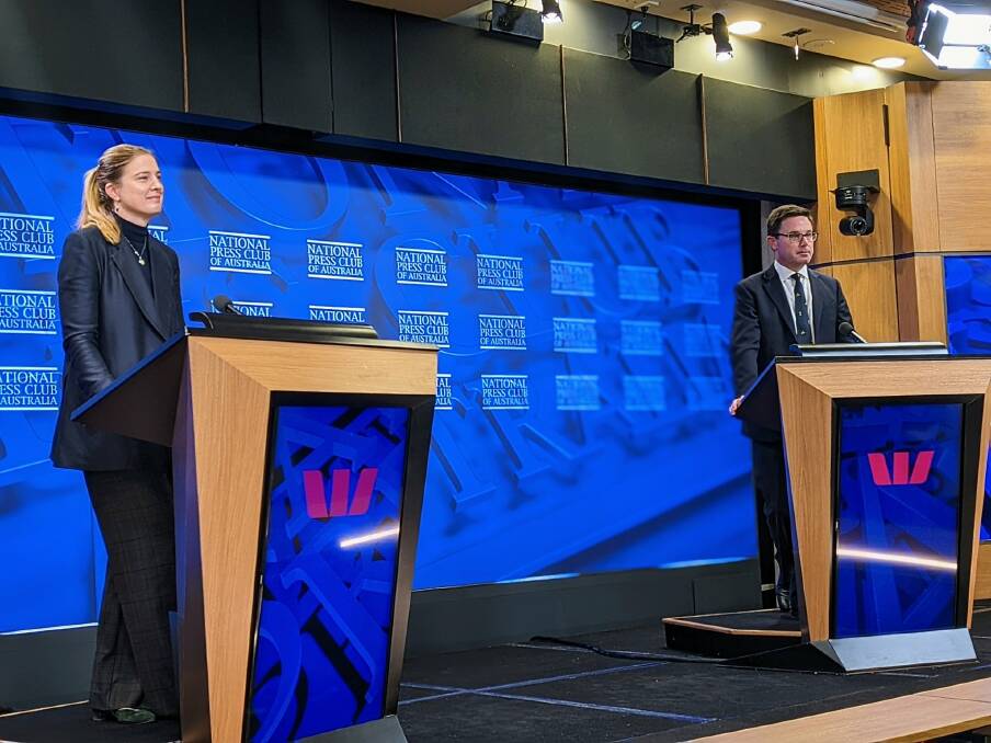 LIVE DEBATE: Labor agriculture spokesperson Julie Collins and Agriculture Minister David Littleproud debate at the National Rural Press Club. Photo: Jamieson Murphy