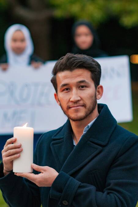 Yousef Mohammadi at a vigil in Launceston for Hazara victims of a bombing in Kabul in May. Picture: Phillip Biggs