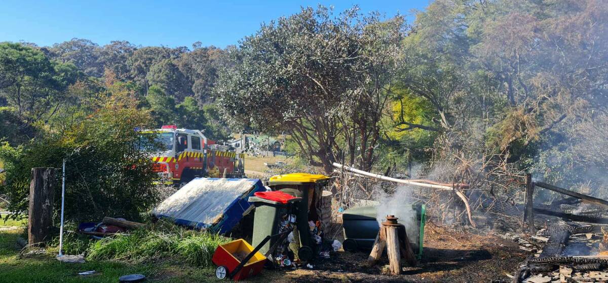Moruya Fire and Rescue called on the Rural Fire Service for support to extinguish the blaze. Picture: Supplied. 