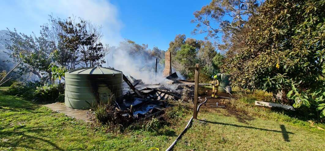 Beryl Brierley's home on the hill completely destroyed by fire. Picture: Moruya Fire and Rescue. 