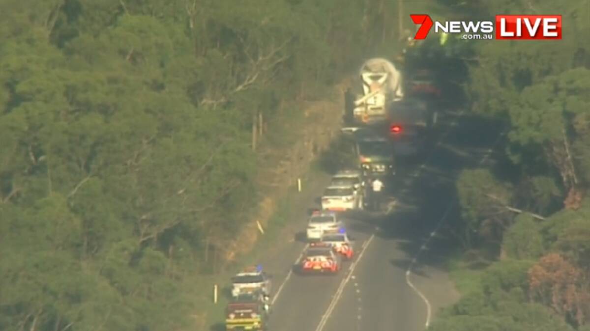 Emergency service crews at the scene of a serious crash on Heathcote Road on Wednesday afternoon. Picture: 7 News Sydney