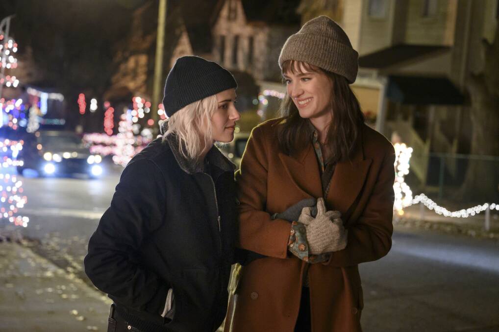 Groundbreaking: Kristen Stewart and Mackenzie Davis start in Clea DuVall's Happiest Season, rated M, in cinemas now.