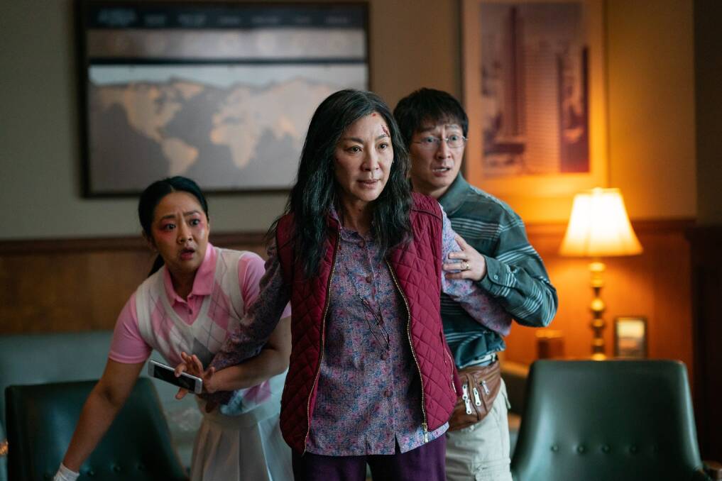 Trippy: Stephanie Hsu, Michelle Yeoh and Ke Huy Quan star in the trippiest, most entertaining film you're going to see in a while - Everything Everywhere All At Once, rated MA15+, in cinemas now. Picture: A24