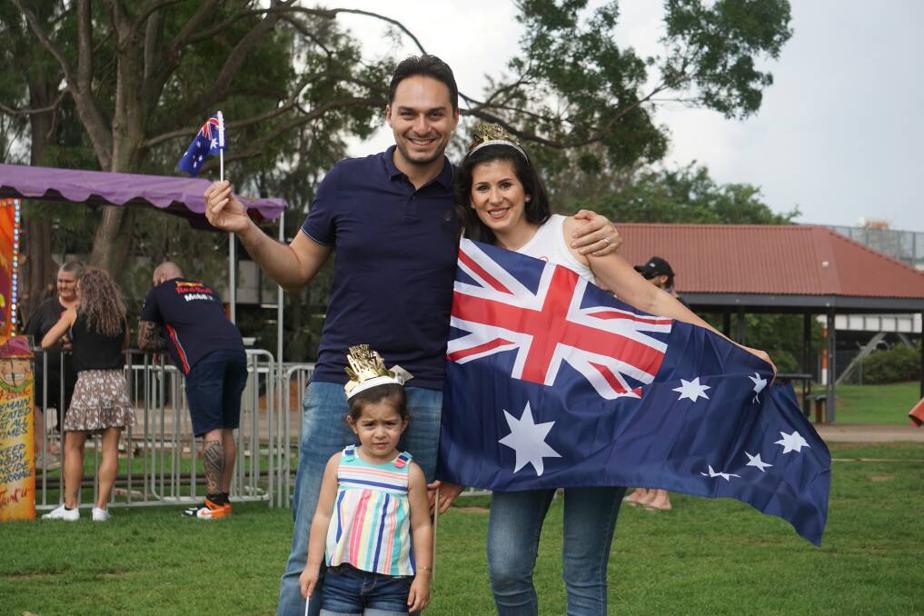 Patriotic: A young Campbelltown family celebrates Australia Day in 2020. Picture: Jess Layt