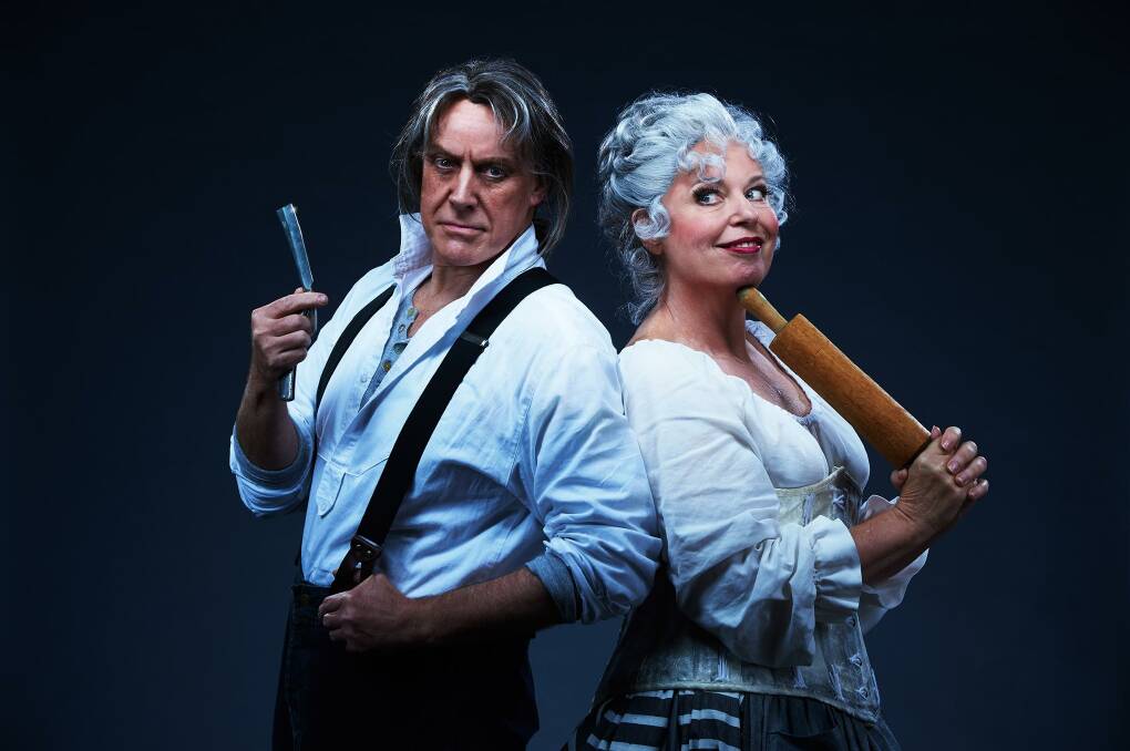 Anthony Warlow and Gina Riley as Sweeney Todd and Mrs Lovett. Pictures: Colin Page