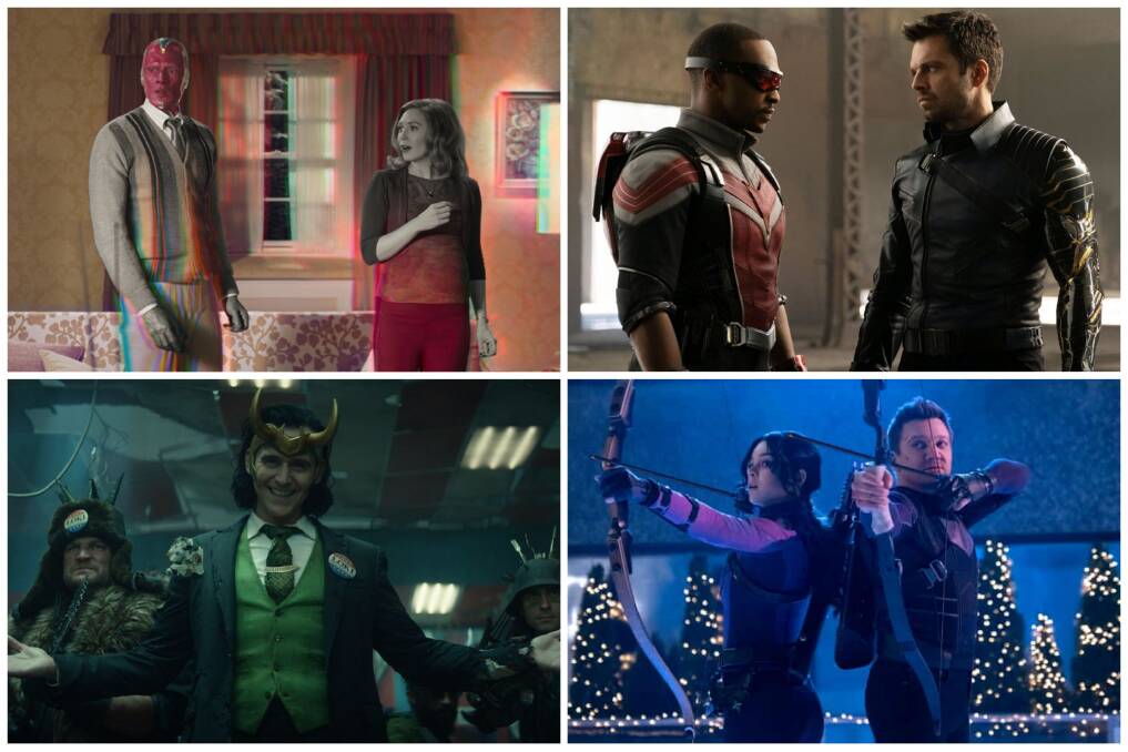 WandaVision, The Falcon and the Winter Soldier, Hawkeye and Loki. Pictures: Disney