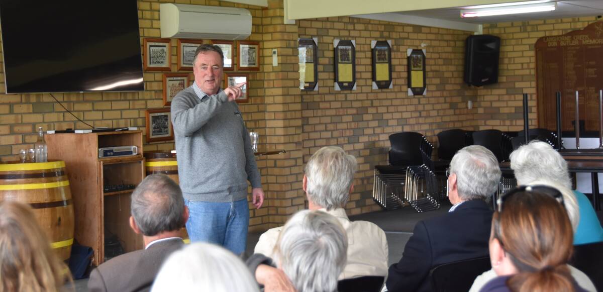 SAME PAGE: Murray-Darling Basin Inspector General Mick Keelty speaks at a town meeting in Langhorne Creek about issues across the MDB agreement.