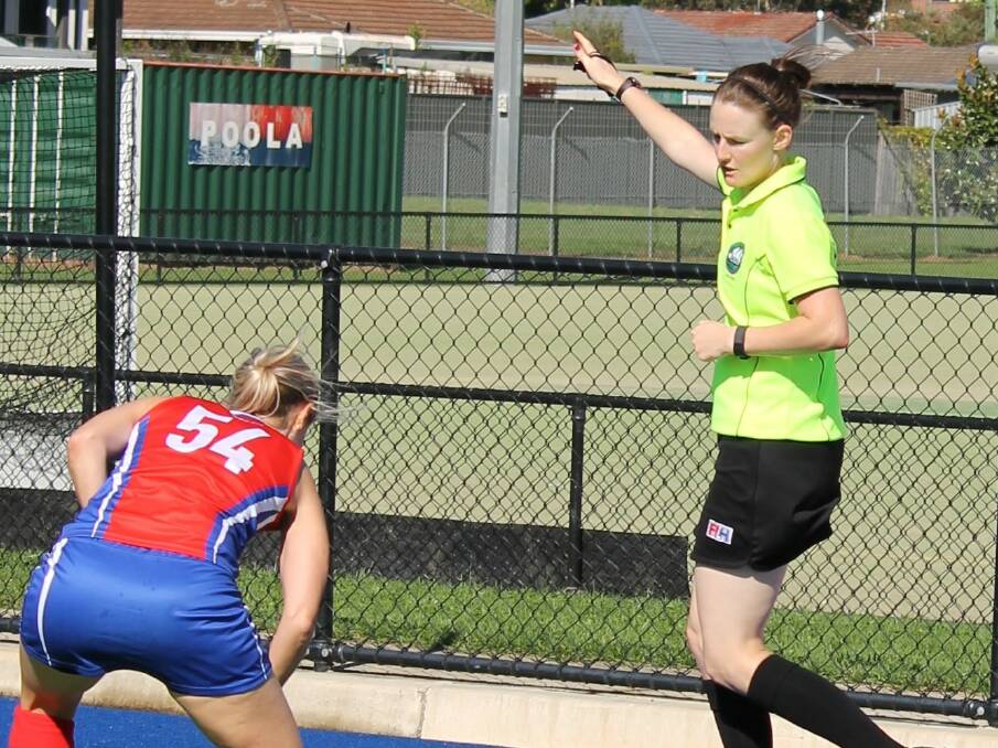 In control: Campbelltown hockey referee Kylie Seymour is off to the Rio Olympics in August. She also umpired at the 2014 Commonwealth Games in Glasgow.
