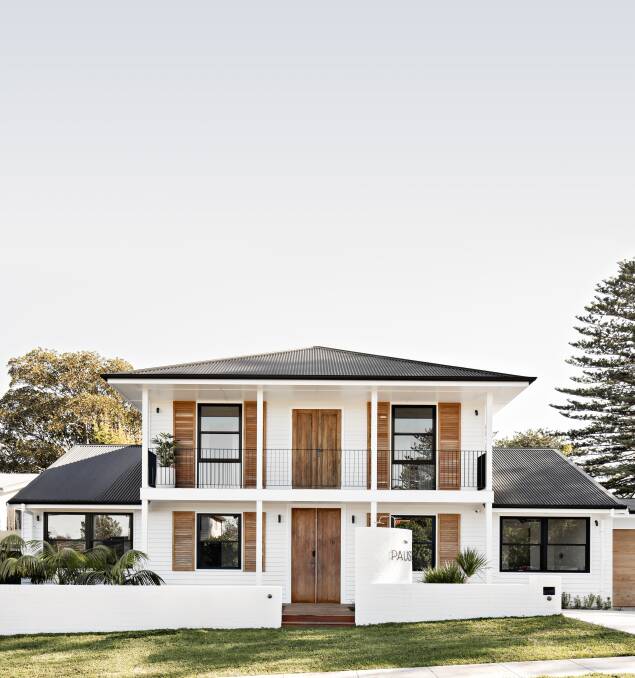 SITTING PRETTY: Simone Mathews and husband Ben paid great attention to the facade of their new property, The Pause, in the New South Wales town of Gerringong. 