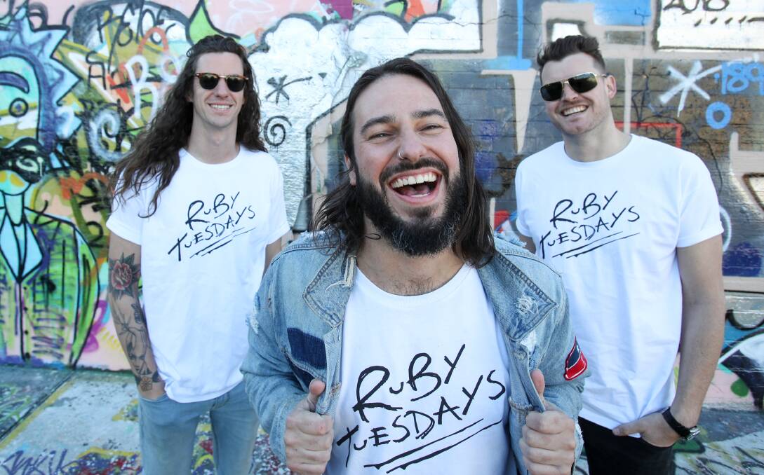 GOOD PUBLICITY: Ruby Tuesdays bandmates Mate Jones, Shaun Snider and Paul Keys are awaiting a response from overseas lawyers. Picture: Adam McLean 
