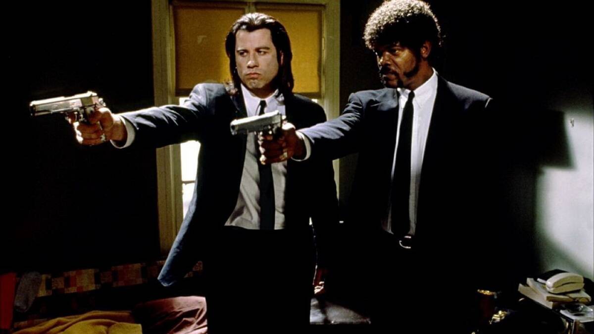 Affable baddies: John Travolta, left, and Samuel L Jackson in Pulp Fiction. Picture: Supplied