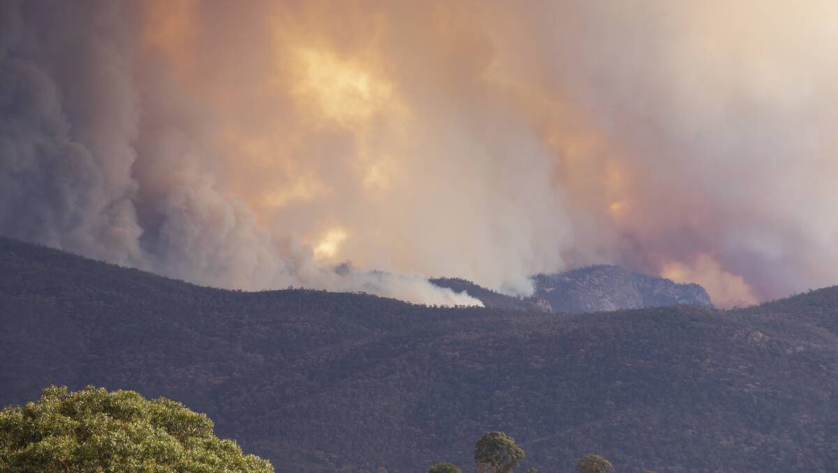 The massive Orroral Valley fire in Namadgi National Park. ACT authorities have been praised for protecting Aboriginal cultural sites during the fire. Picture: Jamila Toderas