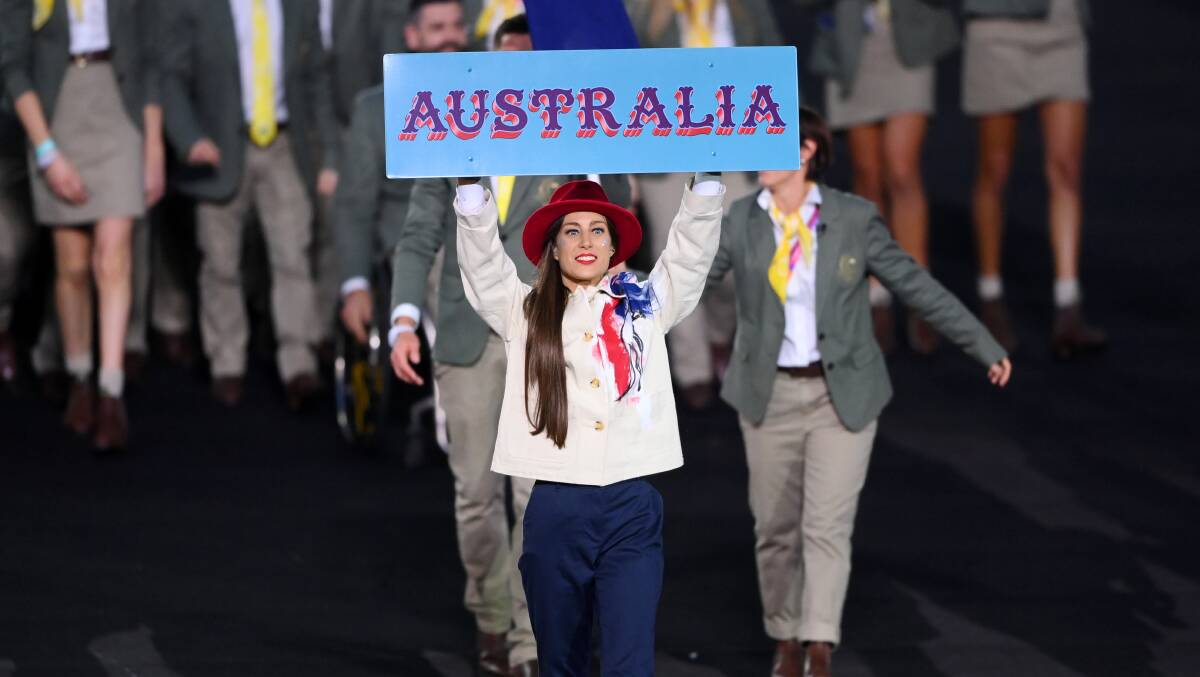 Team Australia are lead around the stadium during the Opening Ceremony of the Birmingham 2022 Commonwealth Games at Alexander Stadium. Picture: Getty Images
