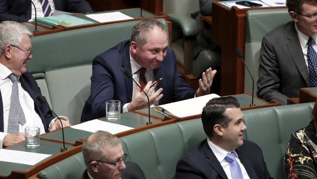 FINANCIAL 'WOES': Nationals MP and former leader Barnaby Joyce during Question Time on July 22, 2019. Photo: Alex Ellinghausen