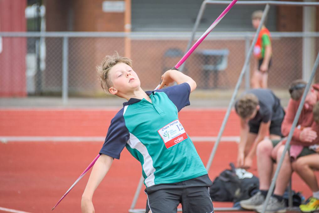 Devonport's Chace Harrison shone in the Boy's 12 and under javelin at the State Little Athletics meet at Penguin earlier this year.