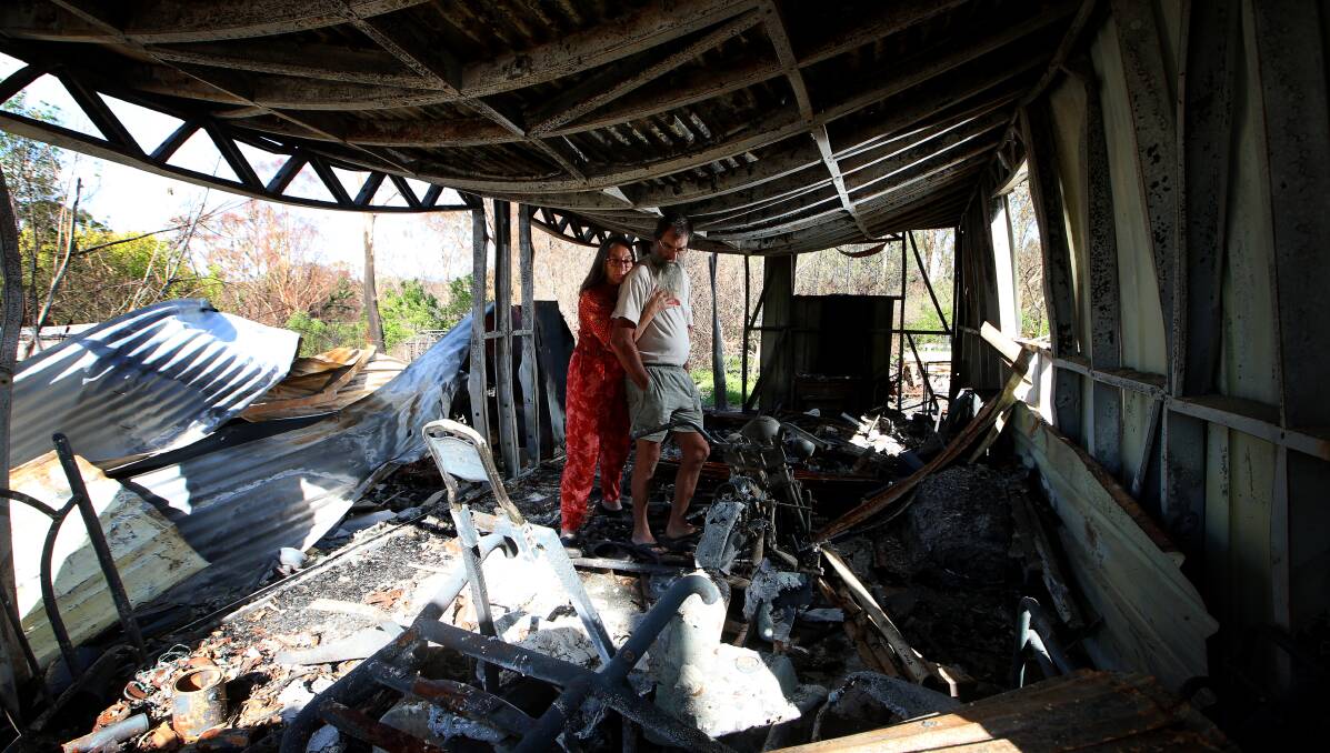 The couple returned home from Lismore to find their house razed. 